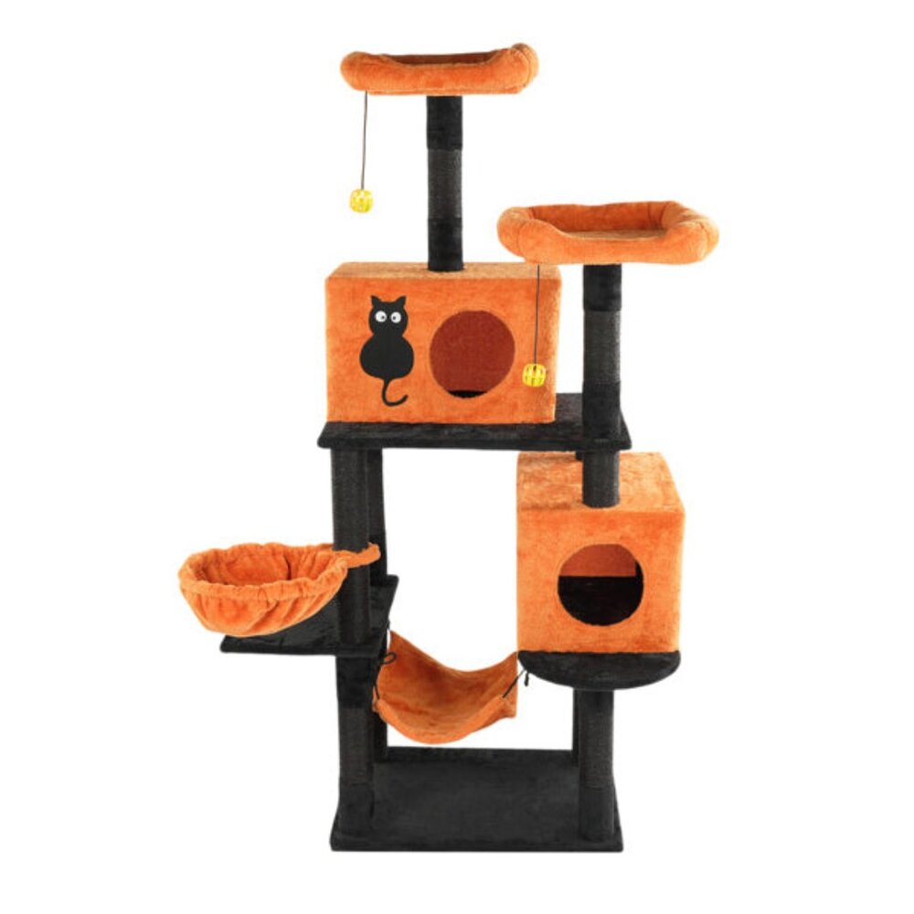 WhatDaDog 60" Cat Tree Spooky Halloween Cat Scratcher Post Cat Tower Fall Theme